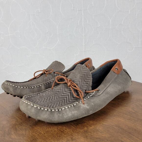 Mike Konos Mens Shoes Size 10 Taupe Suede Leather Driving Loafers Mocassins - Picture 3 of 12
